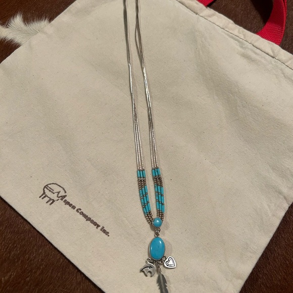 Sterling Silver & Turquoise Liquid Necklace - Picture 2 of 7